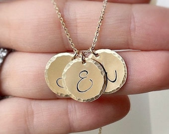 Mother's Gold Initial Necklace, Mom Personalized Mother's Day Gift, Mom Initial Necklace, 1, 2, 3, 4 Letters, Large Font, Cursive Script