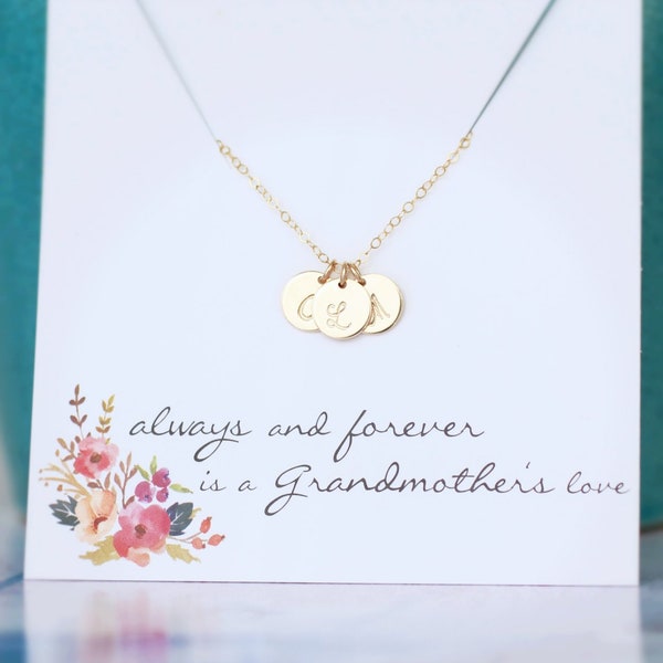 Grandma Necklace, Grandmother's Necklace, Grandma Mothers Day Gift, Gold Initial Necklace, Personalized Gift for Grandma, Custom Initials