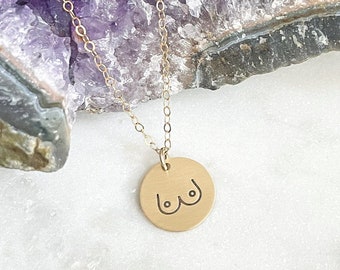 Feminist Necklace, Boob Necklace, Boobies Necklace, Women Empowerment, Breast Friends Necklace, Best Friend Gift, Gold Boob Necklace, Body