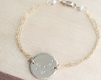 Aries Sign Constellation Bracelet, Aries Zodiac Jewelry, April Birthday Gift, Best Friend Gift, Long Distance Friend, Gold Aries Bracelet