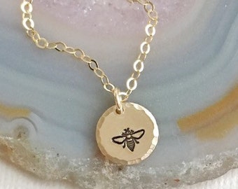 Bee Necklace, Honey Bee Necklace, Gold Bee Charm, Tiny Bee Necklace, Bumble Bee Charm, 14k gold fill Gift for Gardener, Minimal Bee Necklace