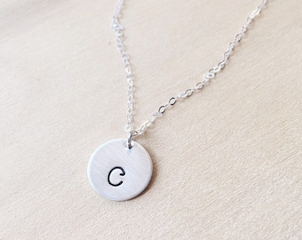 Silver Initial Necklace, MOM birthday Gift, Gift For Mom, Children's Initials Two Children, Personalized Necklace Mom Gift Lowercase letter