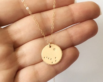 Big Dipper Necklace, North Star, Alaska Necklace, Alaskan Flag, Gold Constellation Necklace, Pole Star, Best Friend Gift, Long Distance Gift