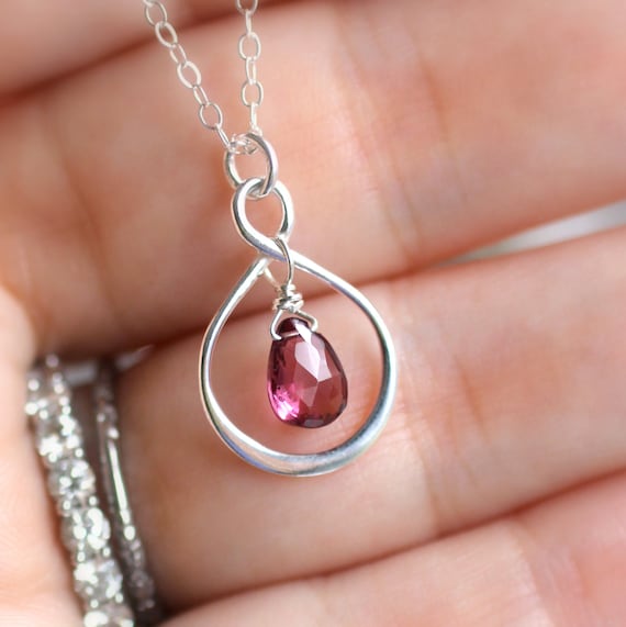 Pink Tourmaline Necklace October Birthstone Necklace Infinity
