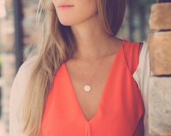 Custom Gold Initial Necklace for Women – Personalized Initial Jewelry, Gift for Mom, Best Friend Birthday Gift, Handstamped Mom Necklace