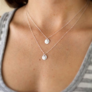 Mom Initial Necklace, Mothers Necklace, Layered Initial Necklace, Sterling Silver, Two Initial Charms, Small, Childrens Initials, Two Strand