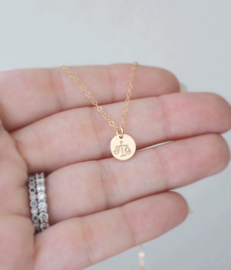 Aquarius Necklace, Zodiac Necklace, Gold Aquarius Necklace, Zodiac Jewelry, February Birthday Gift, Aquarius Sign, Dainty, Small Charm image 3