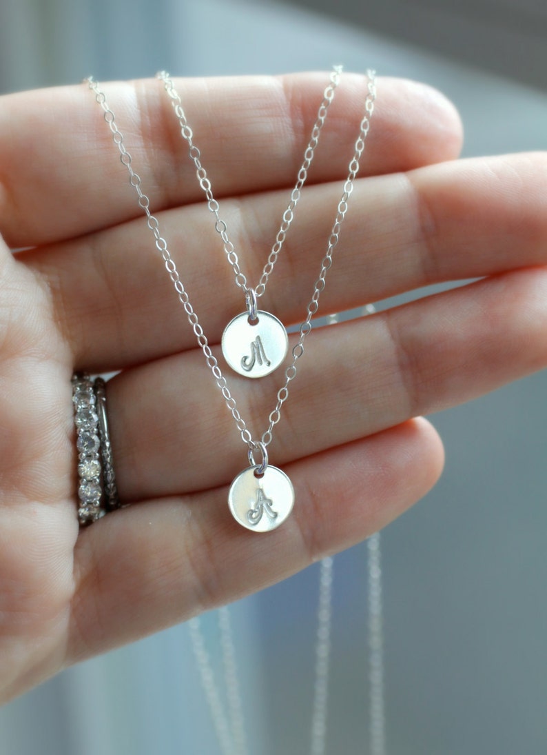 Mom Initial Necklace Mothers Necklace Layered Initial Etsy