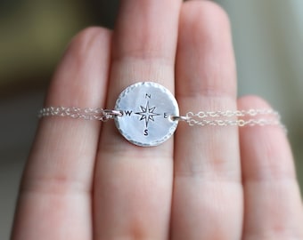 Compass Bracelet, Best Friend Gift, Long Distance Friend, Not all who wander are lost, Graduation Gift, Study Abroad, Traveler gift, Journey