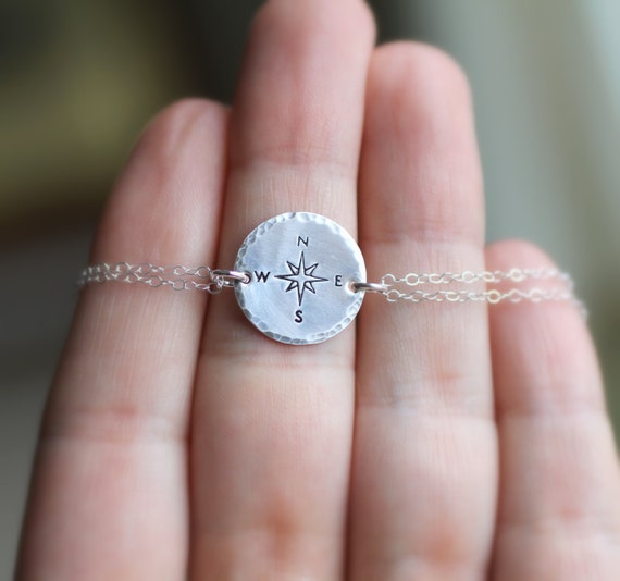 Compass Bracelet, Best Friend Gift, Long Distance Friend, Not all who wander are lost, Graduation Gift, Study Abroad, Traveler gift, Journey