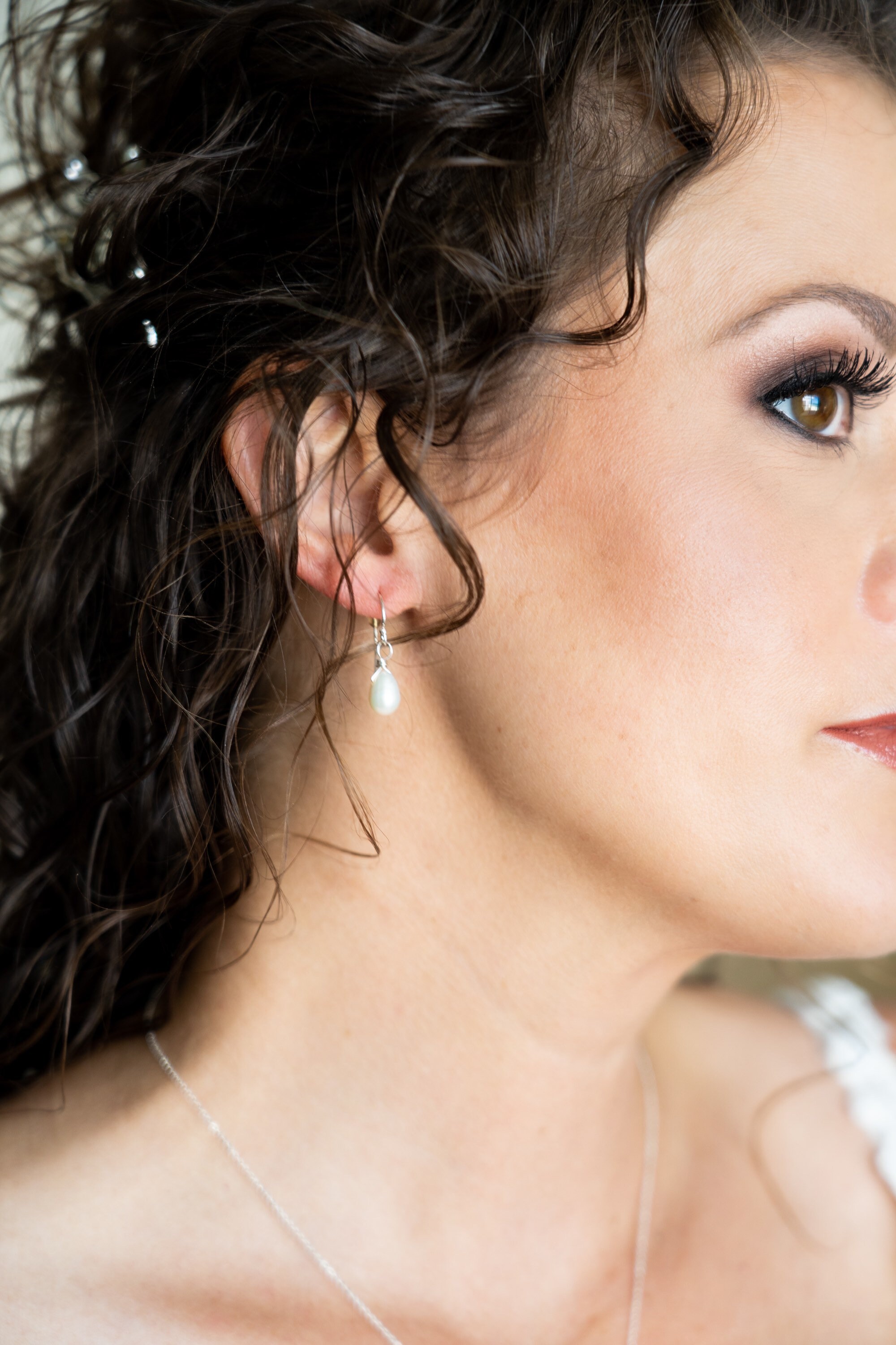 Ellison+Young | Freshwater Pearl Dainty Chain Earrings
