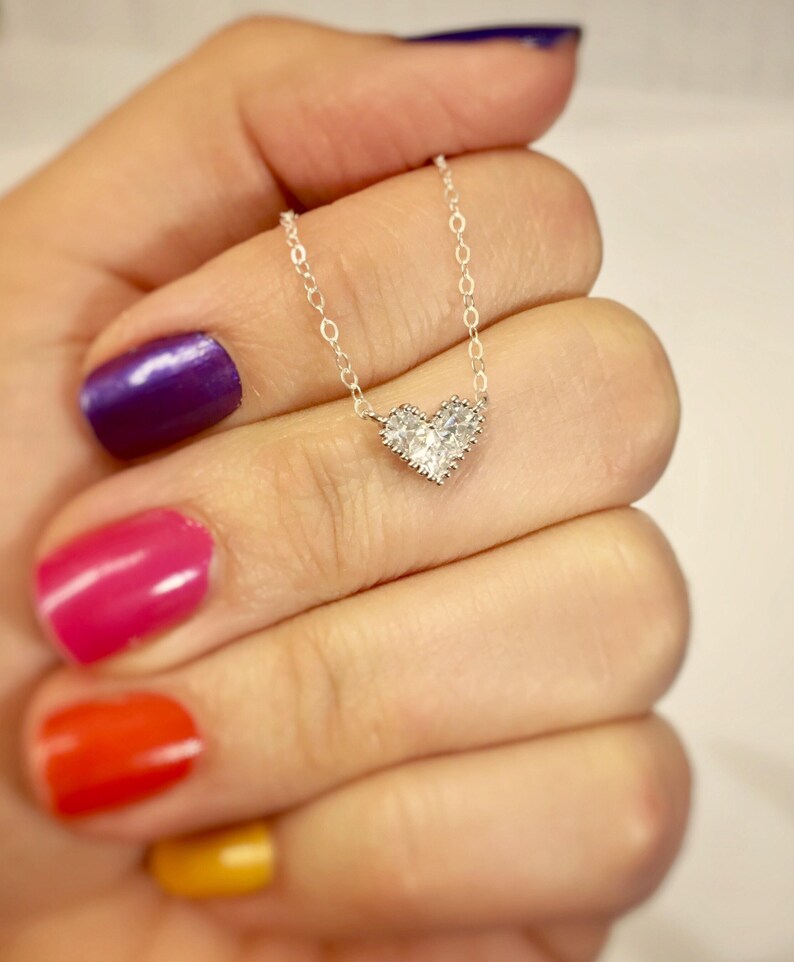 Long Distance Friends Birthday gift for her Friend Gift Tiny Heart Gold heart Necklace Diamond Heart Necklace Best Friend Necklace
