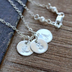 Mother's Necklace, Personalized Necklace, Initial Necklace, Three Initial Necklace, MOM Necklace, Sterling Silver Hand stamped Discs, Dainty image 4