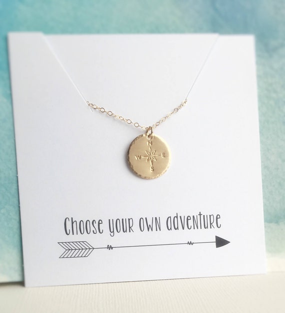 Compass Necklace, Traveler Gift, Adventurer Necklace, Gold Compass Pendant, Graduation Gift, Long Distance Best Friend, Study Abroad Gift
