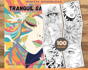 100 lugna Ganja 2:a upplagan målarbok | Utskrivbara målarbilder för vuxna | Digital nedladdning | Cannabis | Stoner