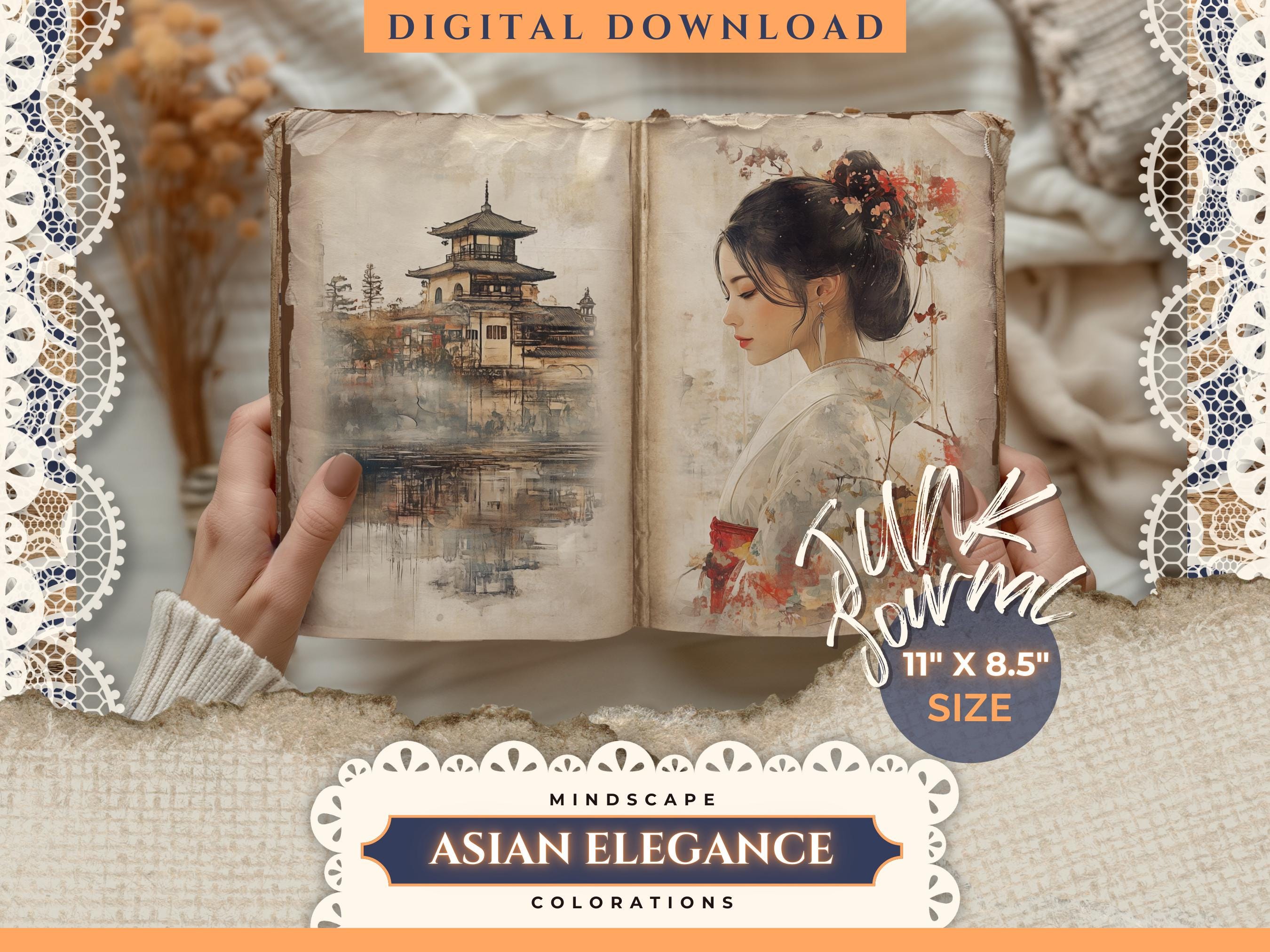 Asian Elegance Junk Journal Pages | Japanese Art | Elegant Women | Junk ...