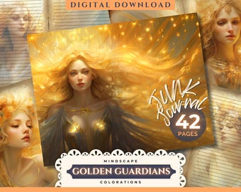 Skräpjournalsidor med Gyllene Väktare | Änglar | Himmelska | Väktare | Skräpjournal | Scrapbooking | Journalsidor | Efemeral | Papperssats