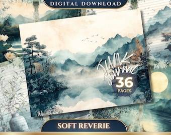 Soft Reverie Junk Journal Digital Paper, Paintings, 36 Digital Journal Pages, Printable Ephemera, Paper Craft, Scrapbook, 11 x 8.5