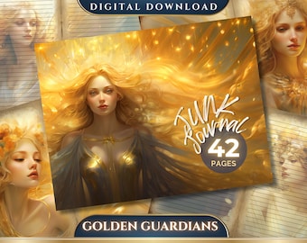 Golden Guardians Junk Journal Pages | Angels | Heavenly | Guardians | Junk Journal | Scrapbooking | Journaling Pages | Ephemeral | Paper Kit