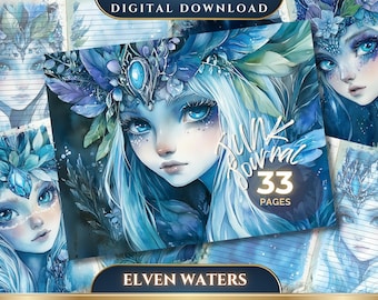 Elven Waters Junk Journal Pages | Elves | Ocean | 33 Digital Journal Pages | Printable Ephemera | Paper Craft | Scrapbook | 11 x 8.5