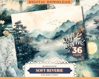 Digitalt papper för mjuk dagbok, målningar, 36 digitala dagbokssidor, utskrivbara efemera, papperspyssel, klippbok, 11 x 8,5