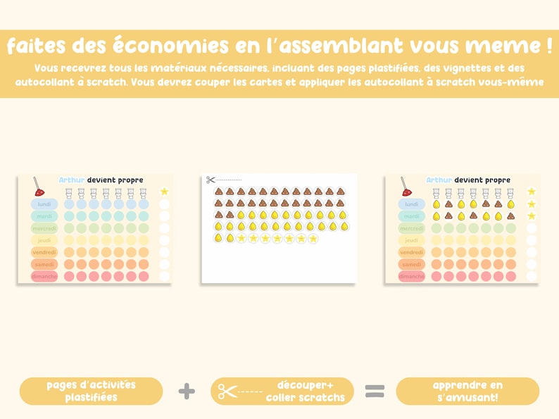 Tableau d'apprentissage Tableau de motivation à la propreté enfant personnalisable au prénom de l'enfant image 2