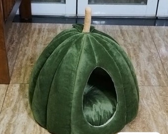 Adorable Pumpkin Cat Bed | Unique Cute Plant Pet Bed | Fun Pet House Bed Cave | Quirky Home Decor | Small Dog Bed Cocoon | Pet Lover Gift