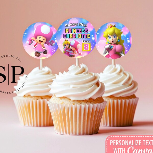 Princess Peach Cupcake Toppers Printable - Etsy