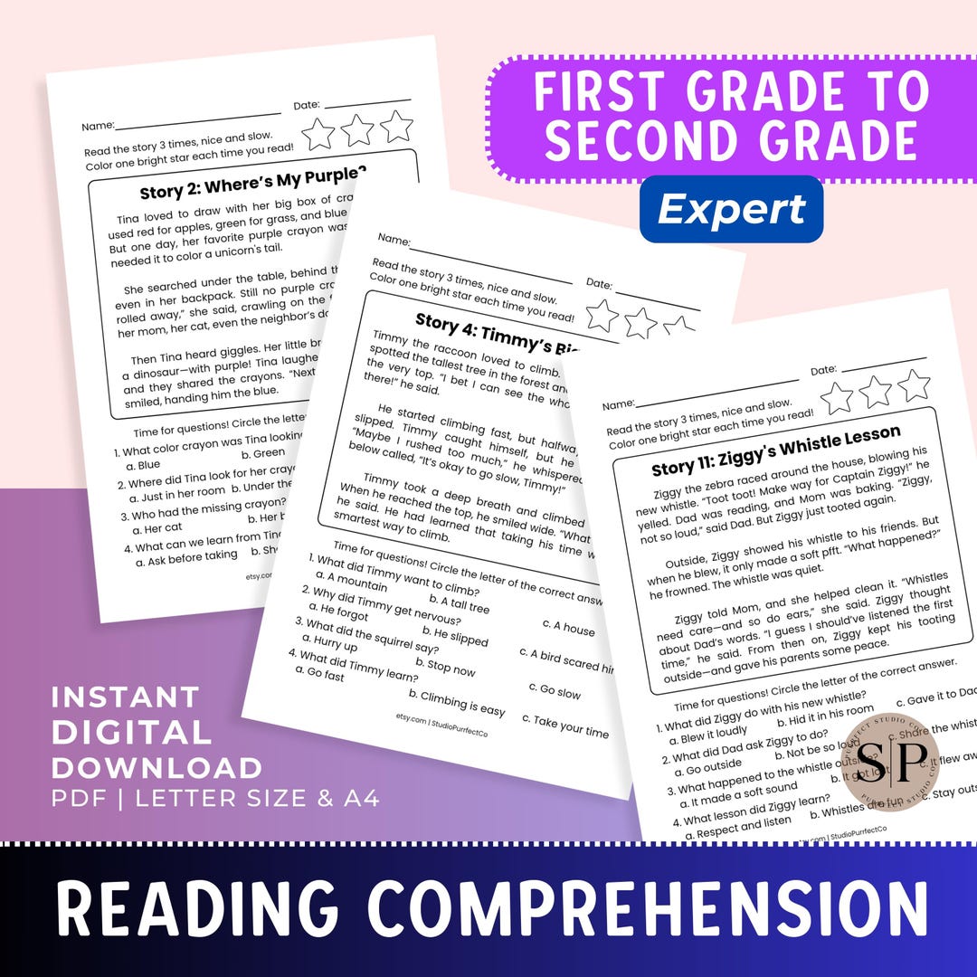 Reading Passage Comprehension Worksheets for First Grade to Second ...