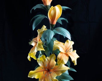 Artificial flowers lilies fake flowers imitation flowers real looking lilies 90cm/35.43inches tall