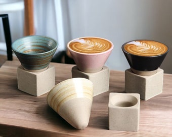 Japanischer Kegelbecher aus Keramik | Kaffeetassen im Vintage-Stil, Teetassen aus Keramik, konisches orientalisches Design, Espressotasse aus Keramik, Geschenk zur Wohnungserwärmung