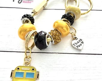 School Bus Driver Carabiner | Bus Driver Gift | School Bus Bag Charm | Backpack Purse Tote Accessory | Bus Driver Appreciation Gift