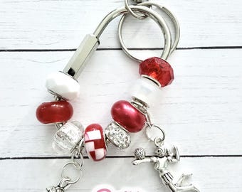Volleyball Lover Keychain, Volleyball Keychain, Personalized Volleyball Gift, Volleyball Player Bag Charm, Silver Carabiner, Purse Charm