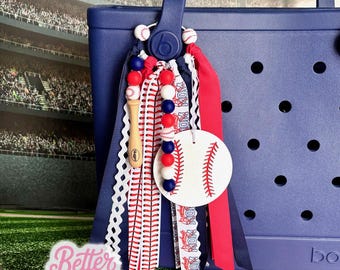 Personalized Baseball Mom Bag Tassel, Baseball Keychain Wristlet, Baseball Team Gift, Bag Tag, Charm Baseball Mom Accessory *CAN CUSTOMIZE*
