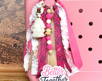 Pink Highland Cow Bag Charm, Western Cowgirl Bag Tassel, Bogg Bag Charm, Pink Bandana Purse Charm, Country Girl Gift