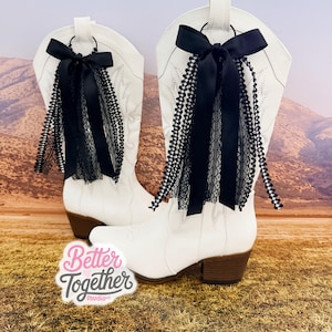 Black Country Concert Boot Bows | Black Boot Bows | Country Concert Boot Accessory | Boot Bows | Lacey Boot Bows | Black Lace Boot Bows