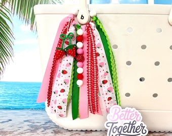 Strawberry Bogg Bag Charm, Bogg Bag Accessories, Summer Bag Charm, Pool Bag Tassel, Strawberry Tassel