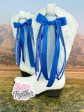 TRENDING Boot Bows | Royal Blue and White Boot Bows | Cowboys | Concert Boot Bows  | College Boot Bows | Game Day | Lacey Boot Bows