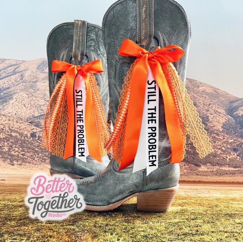 Still the Problem Boot Bows | Tennessee Orange | Concert Boot Bows | Orange Boot Bows | Morgan Inspired Boot Bows image 1
