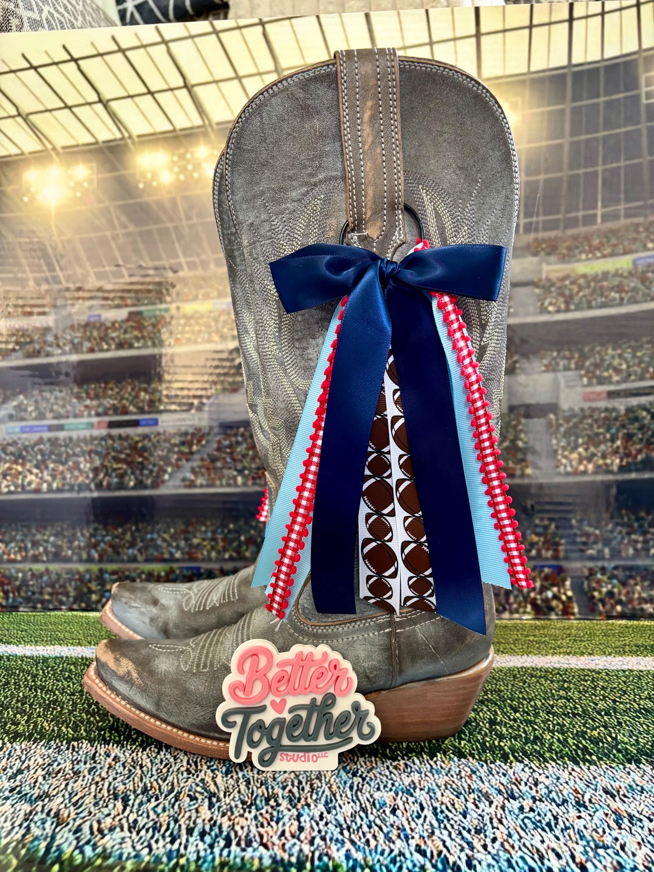 Boot Bows Display TRENDING College Inspired Boot Bows | Gameday Boot Bows | Red, Navy ...