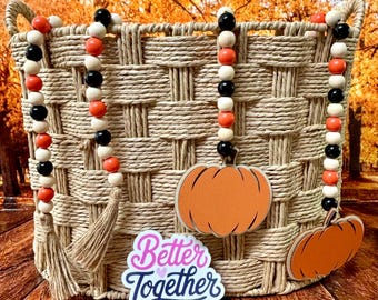 Fall Wooden Bead Tiered Tray Garland | Home Decor | Beaded Garland with a Pumpkin | Fall Beaded Garland | Fall Tray Decor | Pumpkin Garland
