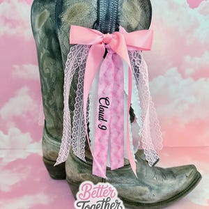 Boot Rivbons For Megan Megan Country Concert Boot Bows | Pink and White Boot Bows | Country ...