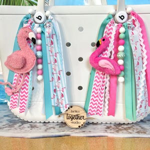 Flamingo Bogg Bag Charm, Beach Bag Charm, Bogg Bag Tassel, Summer Bag Charm, Pool Bag Tassel, Flamingo Bogg Bag Accessory