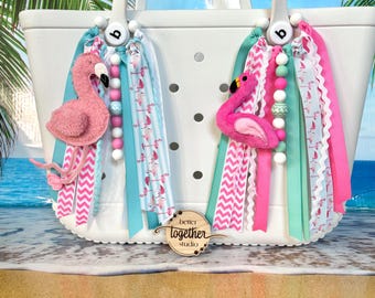 Flamingo Bogg Bag Charm, Beach Bag Charm, Bogg Bag Tassel, Summer Bag Charm, Pool Bag Tassel, Flamingo Bogg Bag Accessory