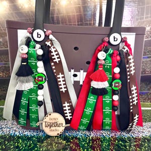 Custom Football Tassel Charm for Bogg Bag, Bookbag, Sports Bag - Personalized Team Colors, Monogram Gift for Mom, Player, or Coach