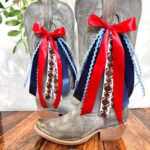 TRENDING College Inspired Boot Bows | GameDay Boot Bows | Red & Navy Blue Boot Bows I Ole Miss Boot Bows I Graduation Gift | Game Day Boots