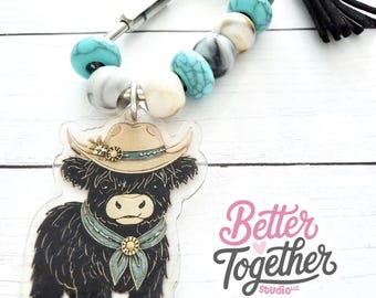 Highland Cow Carabiner Bag Charm | Cow Lover Gift | Western Bag Accessory | Backpack Purse Tote Charm | Farmhouse Country Gift