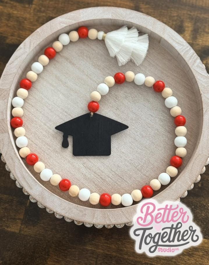 Graduation Tiered Tray Garland | Graduation Decor | Beaded Garland With ...