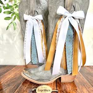 Denim & Rhinestone Country Concert Boot Bows | Denim Boot Bows | Country Concert Boot Accessory | Bachelorette Boot Bows I Boot Bow Bling
