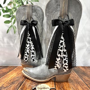 TRENDING Country Concert Boot Bows | Cow Print Boot Bows | Music Festival Accessory | Country Boot Bows | Lacey Boot Bows | Music Festival